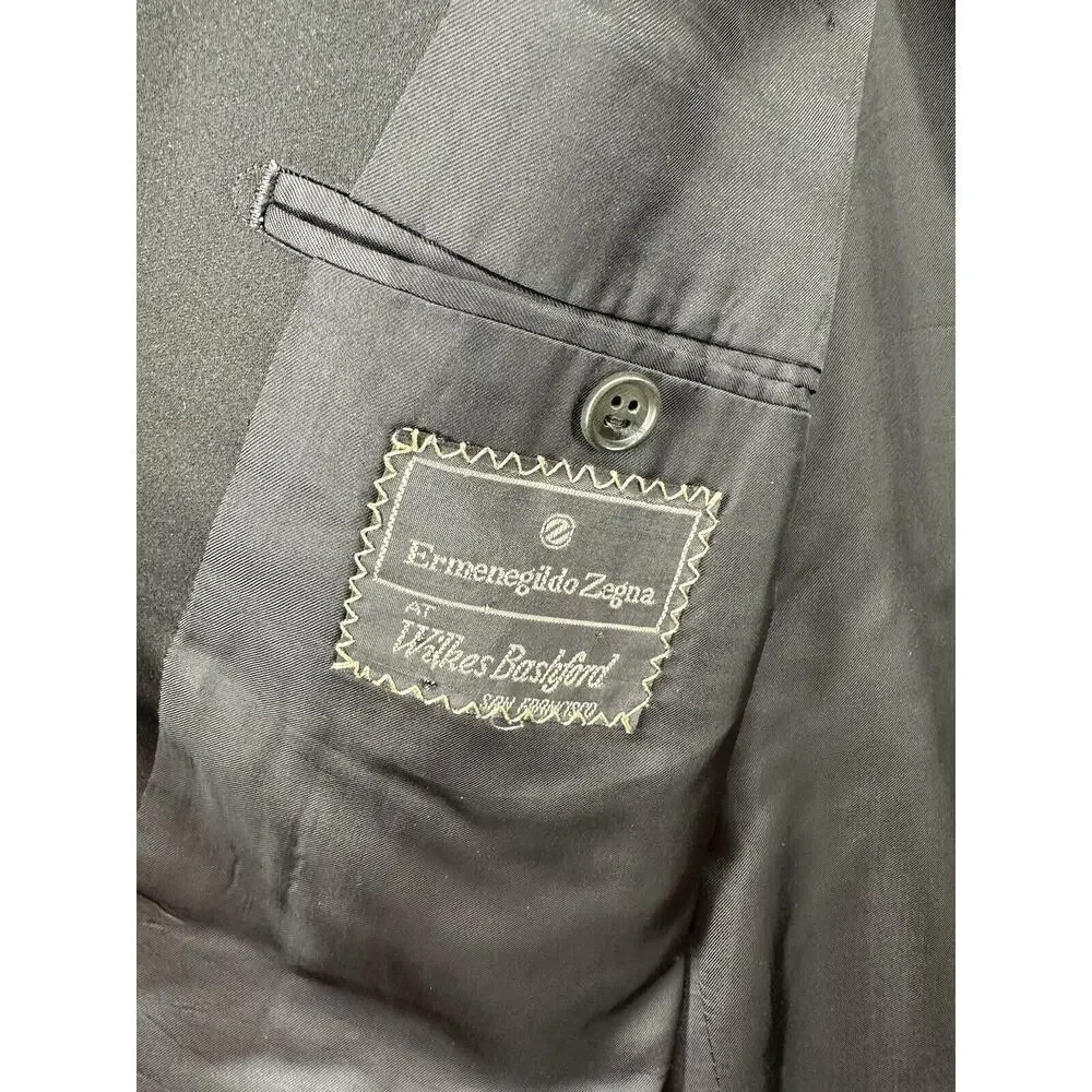 Ermenegildo Zegna Bashford Tuxedo Blazer Mens 56 Wool Silk 1 Button Jacket Black